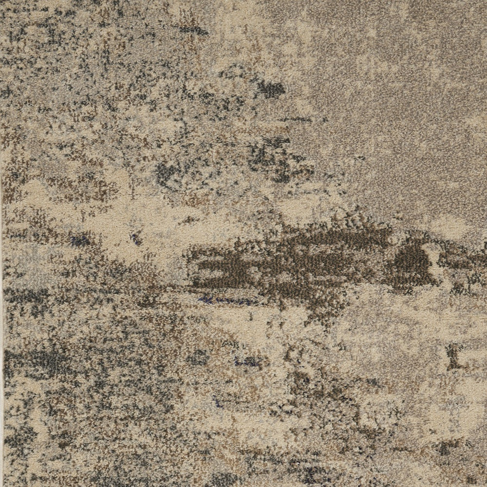 3' X 5' Ivory And Grey Abstract Power Loom Non Skid Area Rug - Home Decor