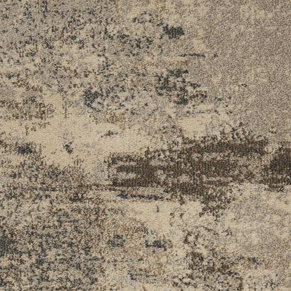 3' X 5' Ivory And Grey Abstract Power Loom Non Skid Area Rug - Home Decor