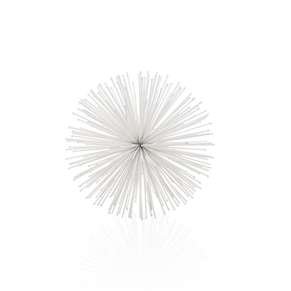 8" White Iron Decorative Orb Tabletop Sculpture - Home Decor