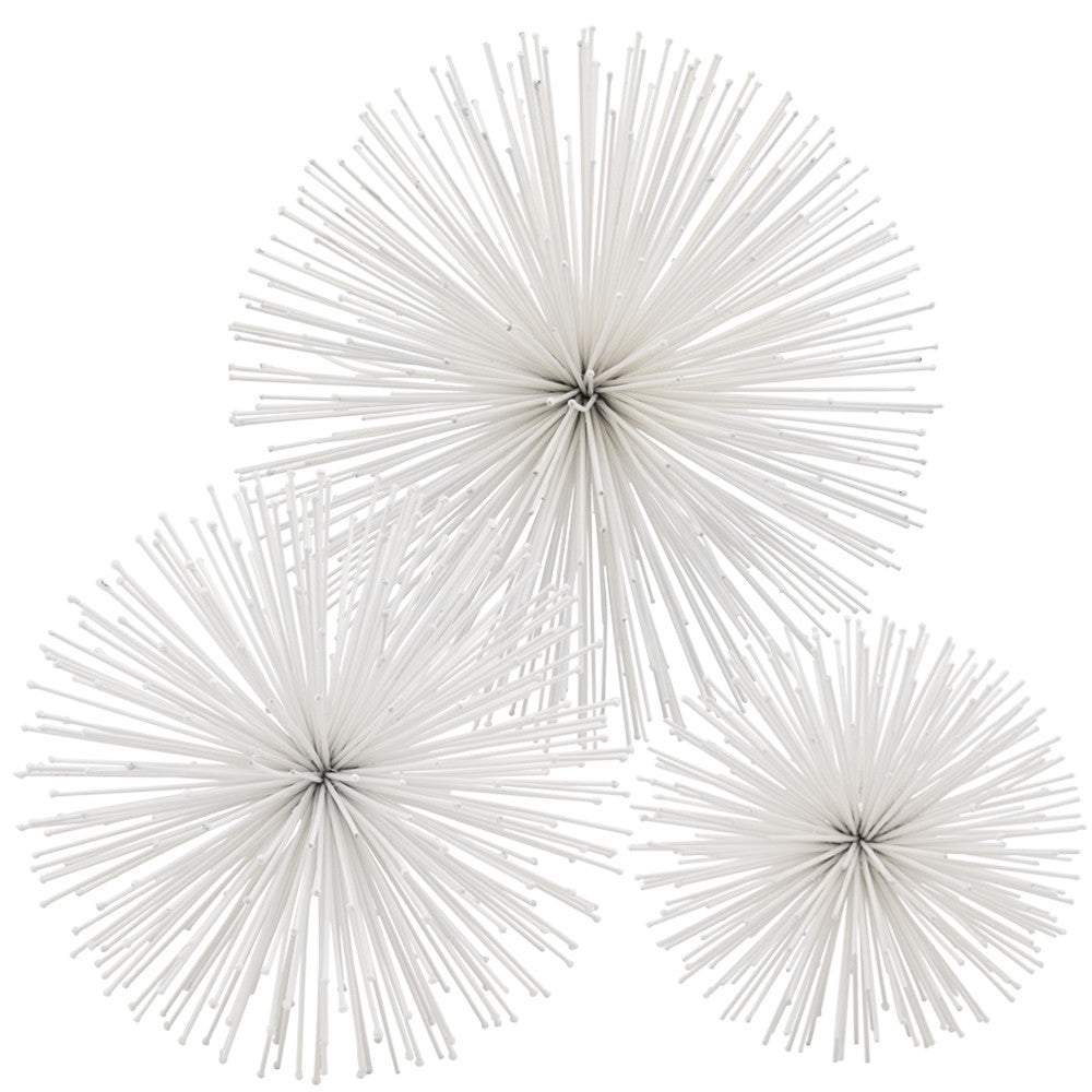 8" White Iron Decorative Orb Tabletop Sculpture - Home Decor