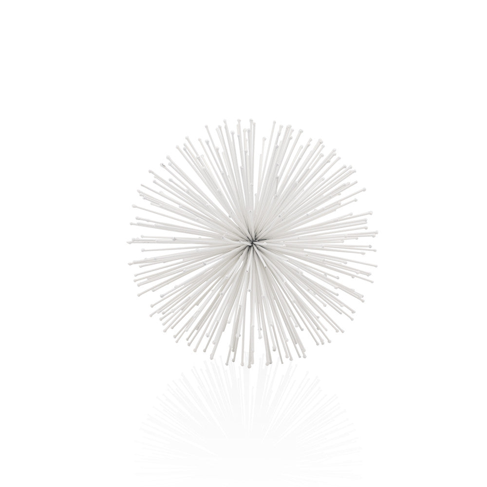8" White Iron Decorative Orb Tabletop Sculpture - Home Decor