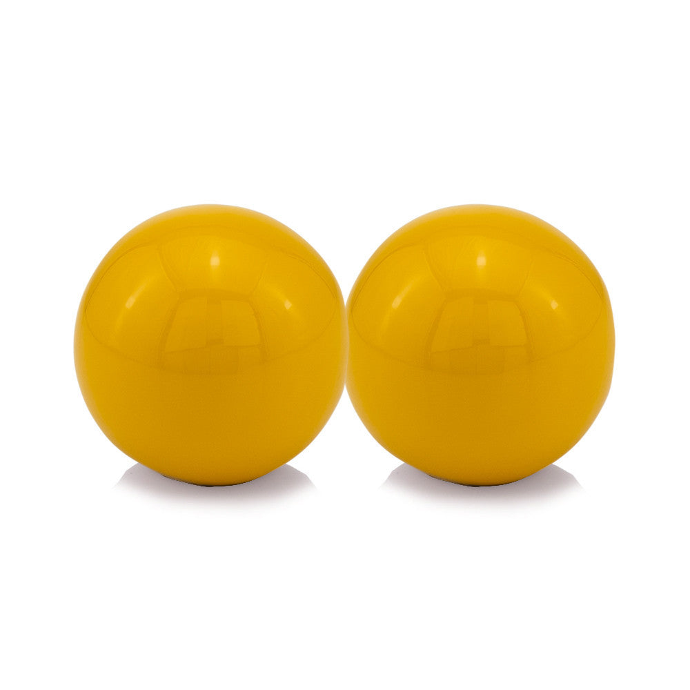 Set of Two Yellow Aluminum Decorative Orbs - Home Decor