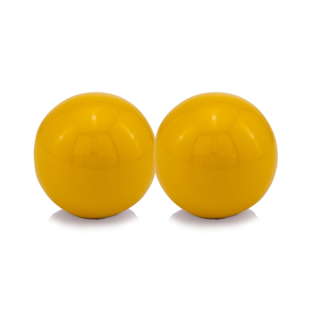 Set of Two Yellow Aluminum Decorative Orbs - Home Decor