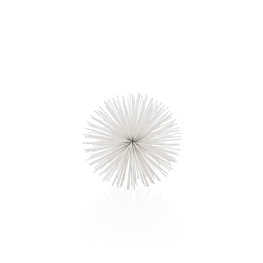 6" White Metal Spiky Sphere - Home Decor
