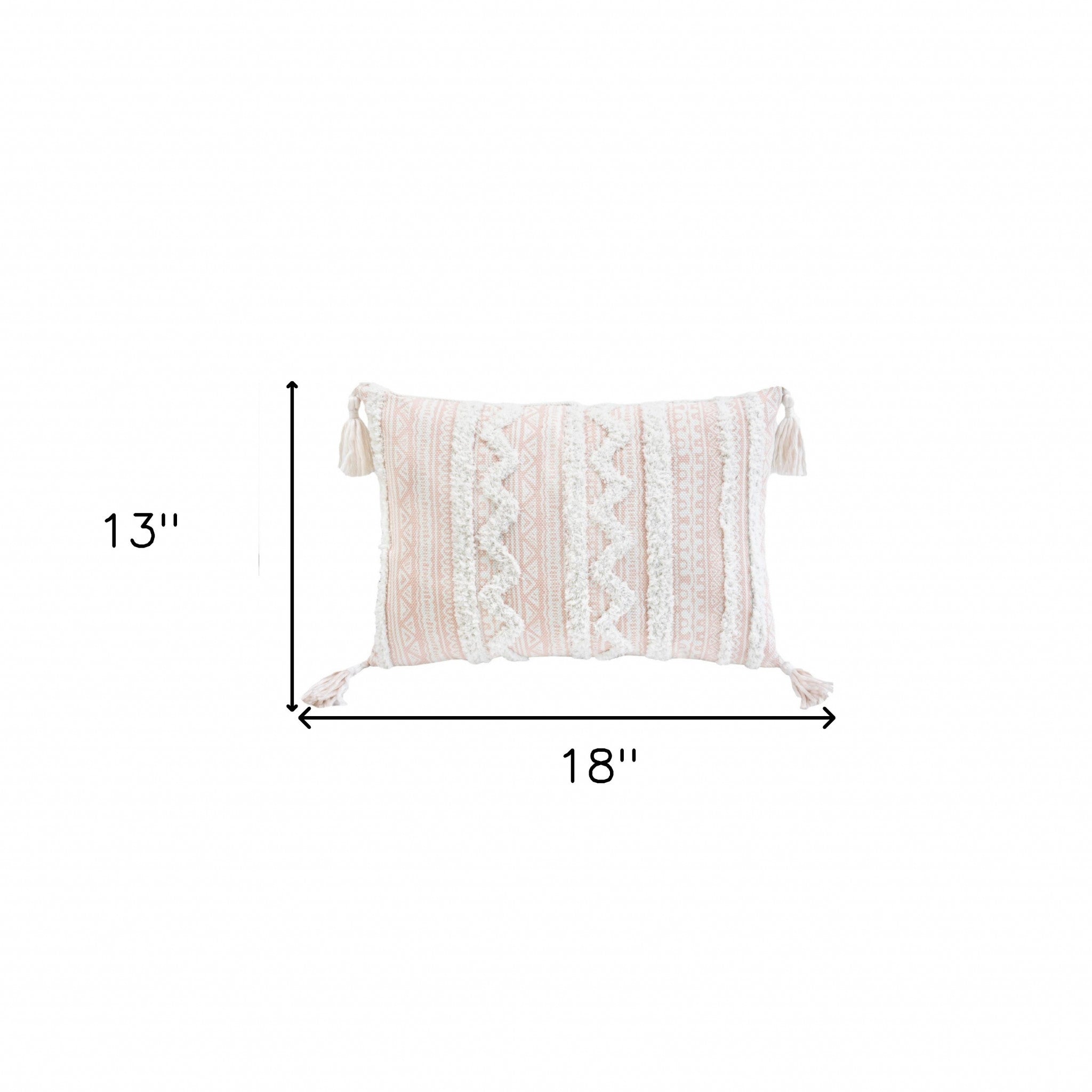13" X 18" Beige Throw Pillow with Tassels - Home & Garden