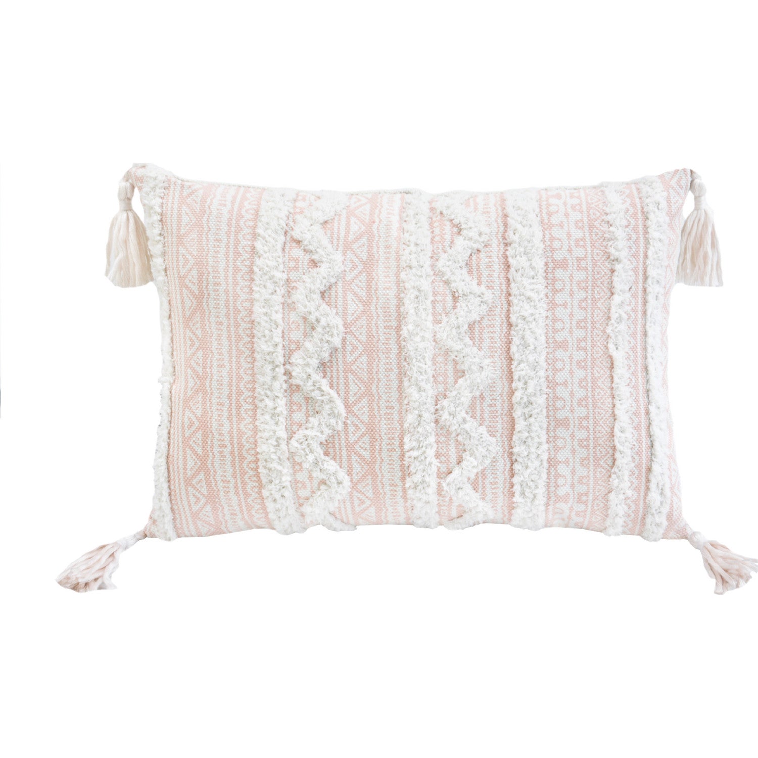 13" X 18" Beige Throw Pillow with Tassels - Home & Garden