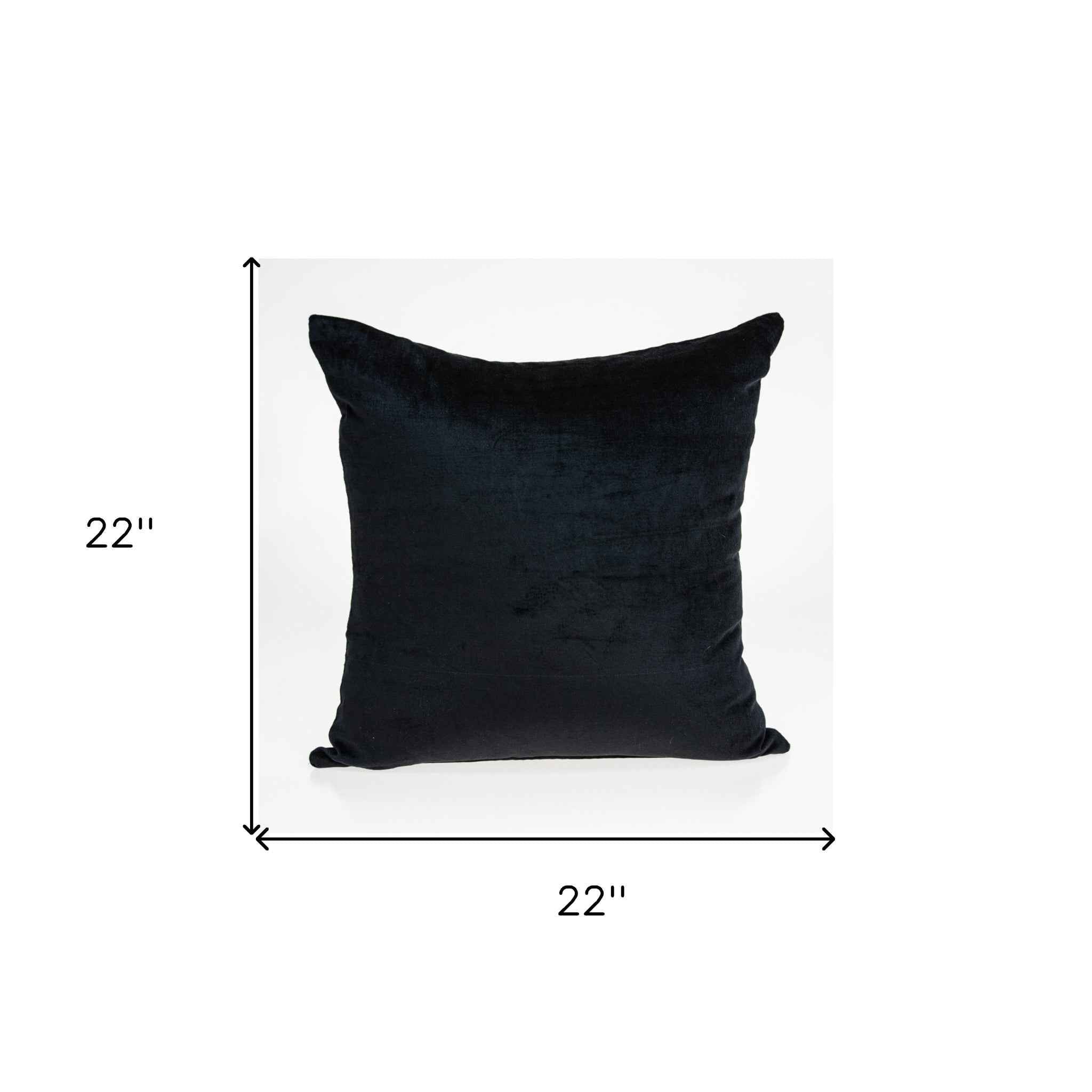 22" Black Cotton Blend Solid Color Throw Pillow