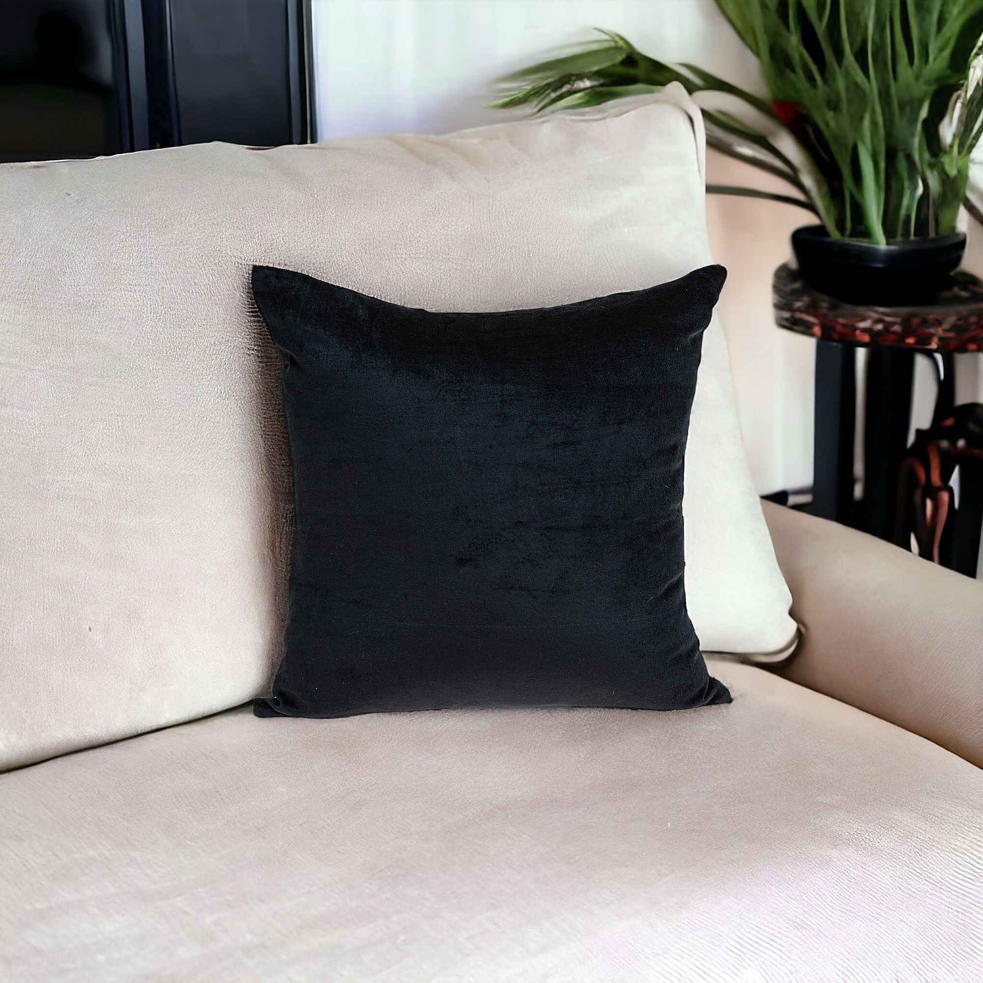 22" Black Cotton Blend Solid Color Throw Pillow