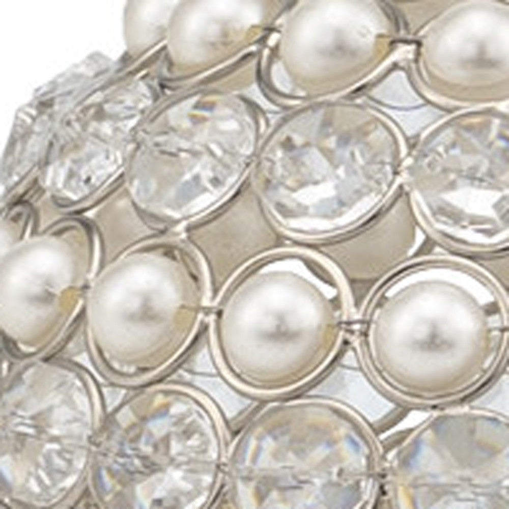 Set Of Two 5" Silver And Clear Faux Crystal Decorative Orb Sculptures - Home Decor