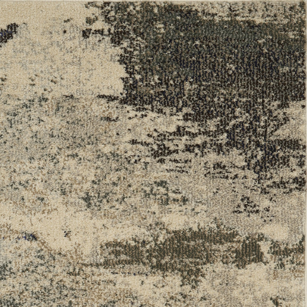 2' X 4' Ivory And Grey Abstract Power Loom Non Skid Area Rug - Home Decor