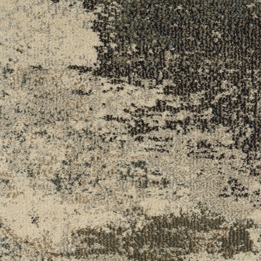 2' X 4' Ivory And Grey Abstract Power Loom Non Skid Area Rug - Home Decor