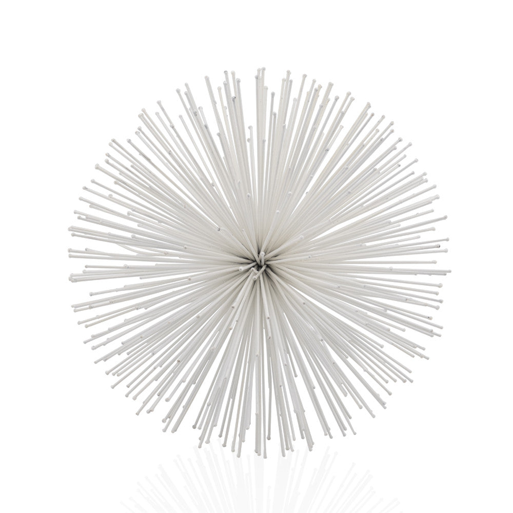 10" White Iron Decorative Orb Tabletop Sculpture - Home Decor