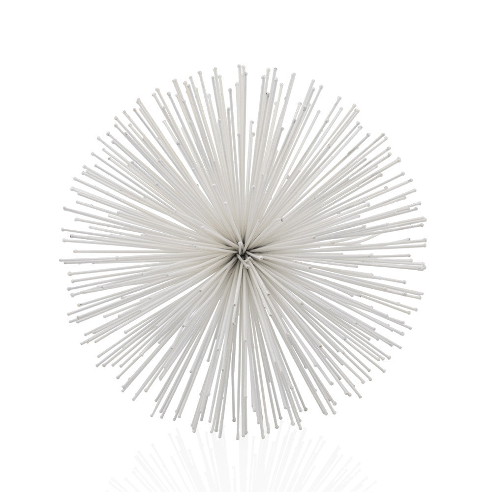 10" White Iron Decorative Orb Tabletop Sculpture - Home Decor