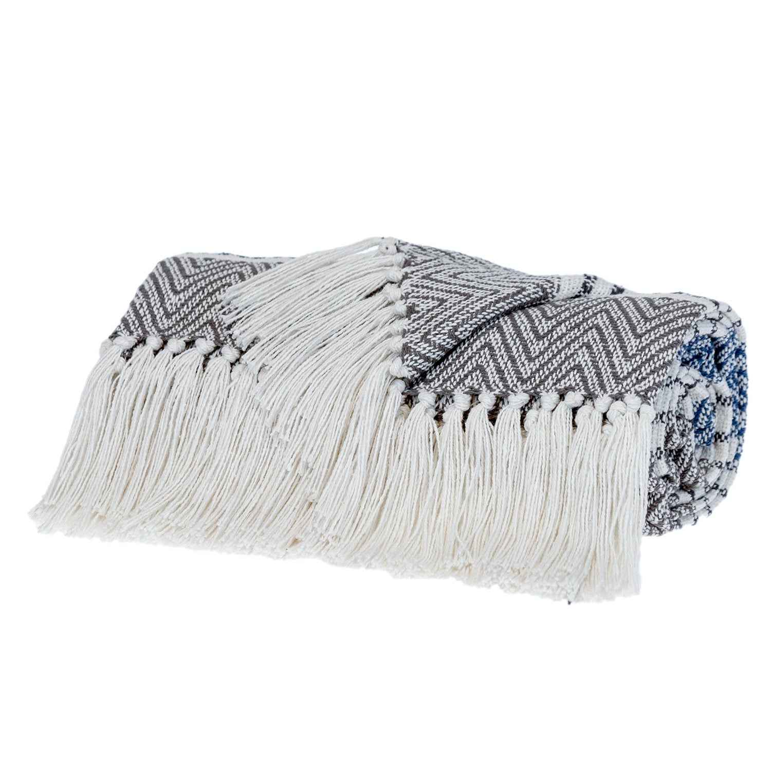 Charcoal Woven Cotton Striped Throw Blanket