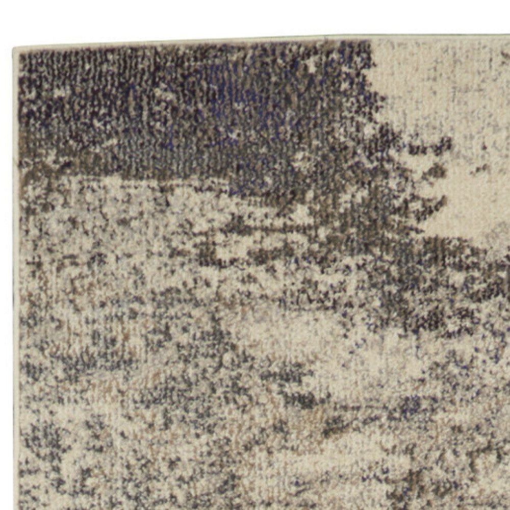 2' X 8' Ivory And Grey Abstract Power Loom Non Skid Runner Rug - Home Decor