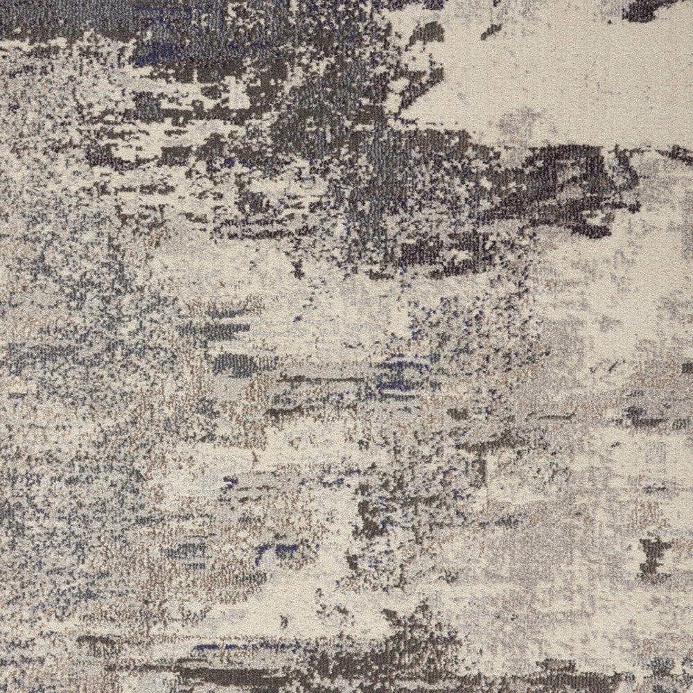 4' X 6' Ivory And Grey Abstract Power Loom Non Skid Area Rug - Home Decor