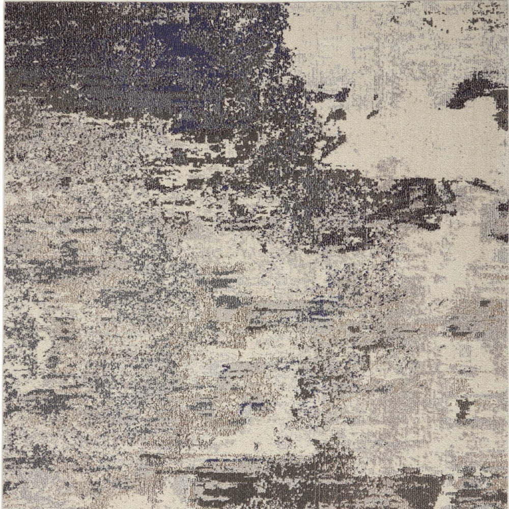 4' X 6' Ivory And Grey Abstract Power Loom Non Skid Area Rug - Home Decor