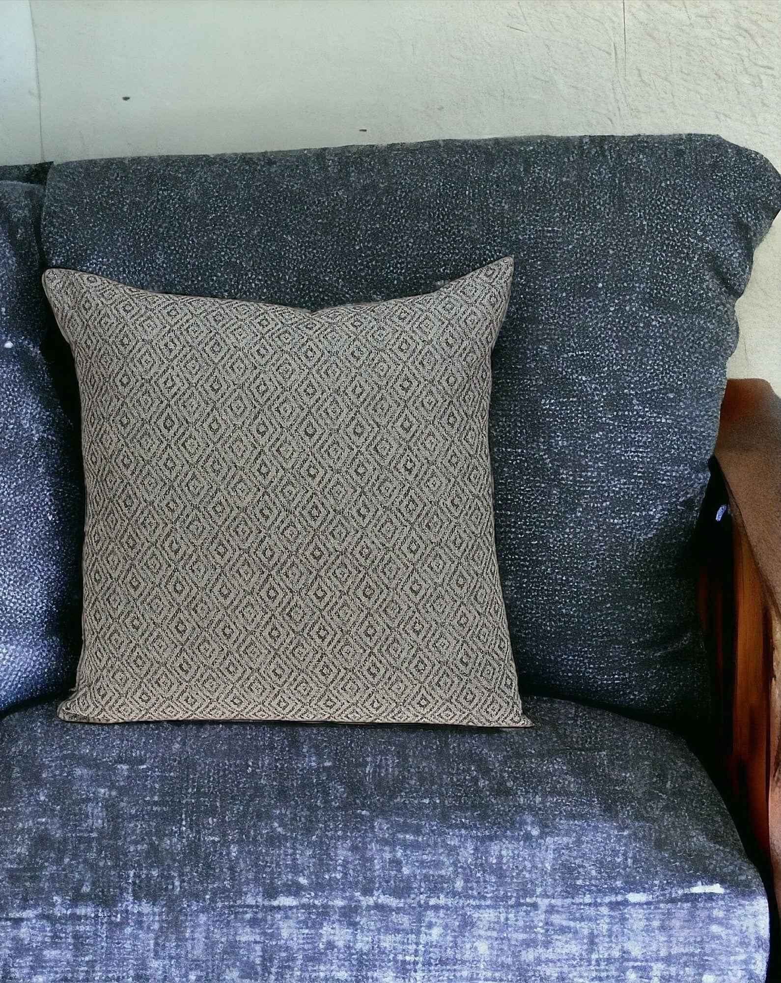 20 X 20 Gray Zippered Cotton Blend Throw Pillow