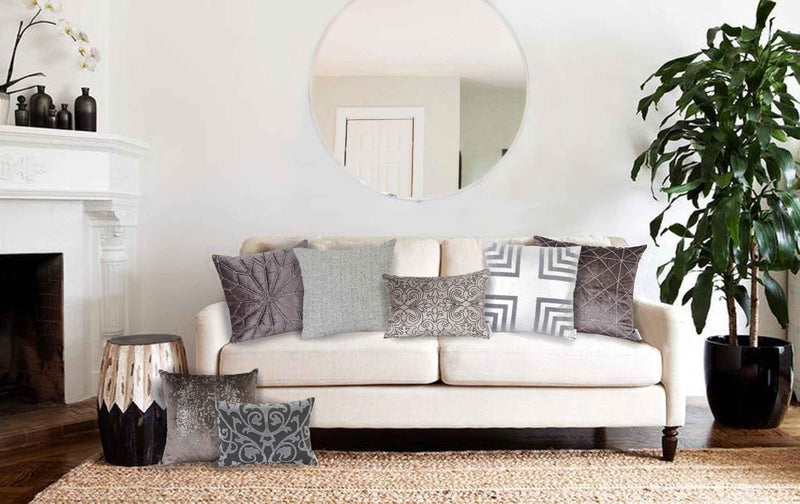 20 X 20 Gray Zippered Cotton Blend Throw Pillow