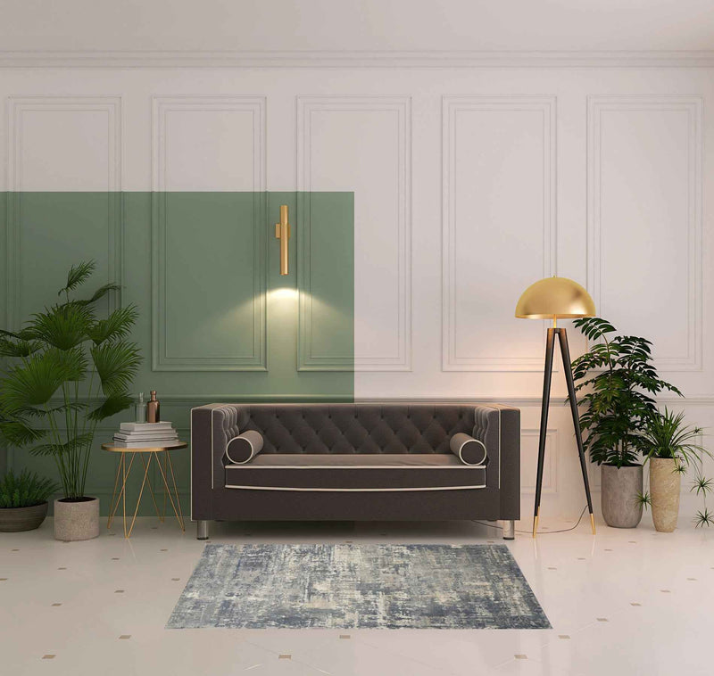 4' X 6' Grey And Beige Abstract Power Loom Non Skid Area Rug