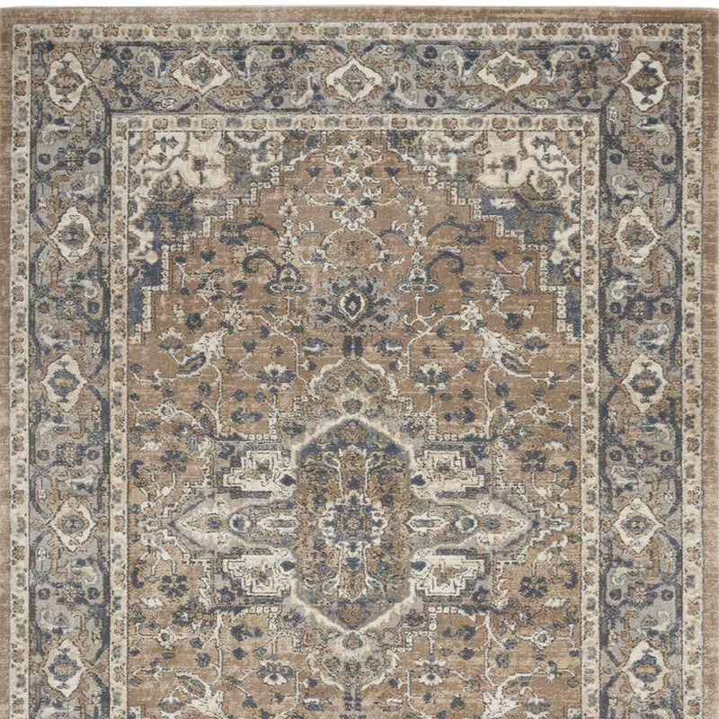 4' X 6' Beige And Grey Oriental Power Loom Non Skid Area Rug