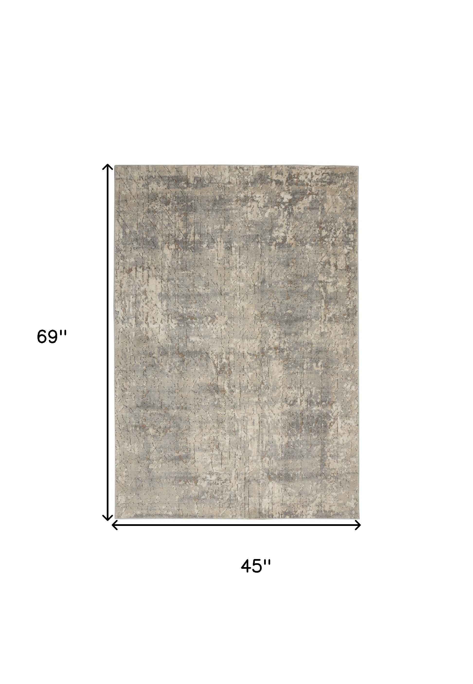 4' X 6' Beige And Grey Abstract Power Loom Non Skid Area Rug