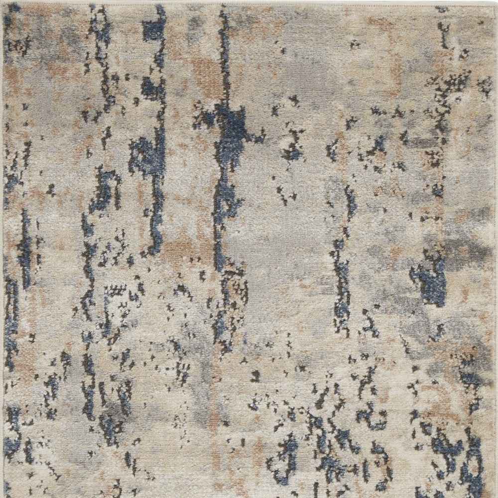 2' X 4' Beige And Grey Abstract Power Loom Non Skid Area Rug