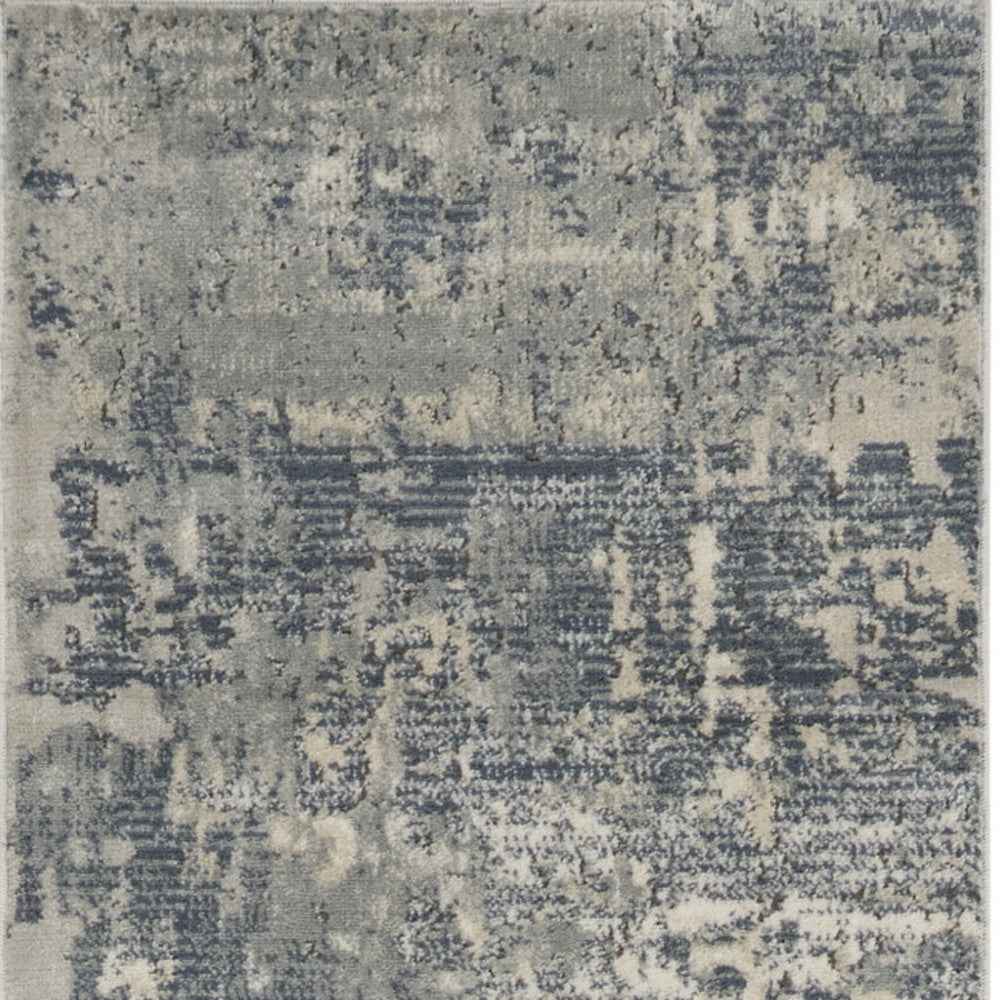 2' X 8' Grey And Beige Abstract Power Loom Non Skid Runner Rug