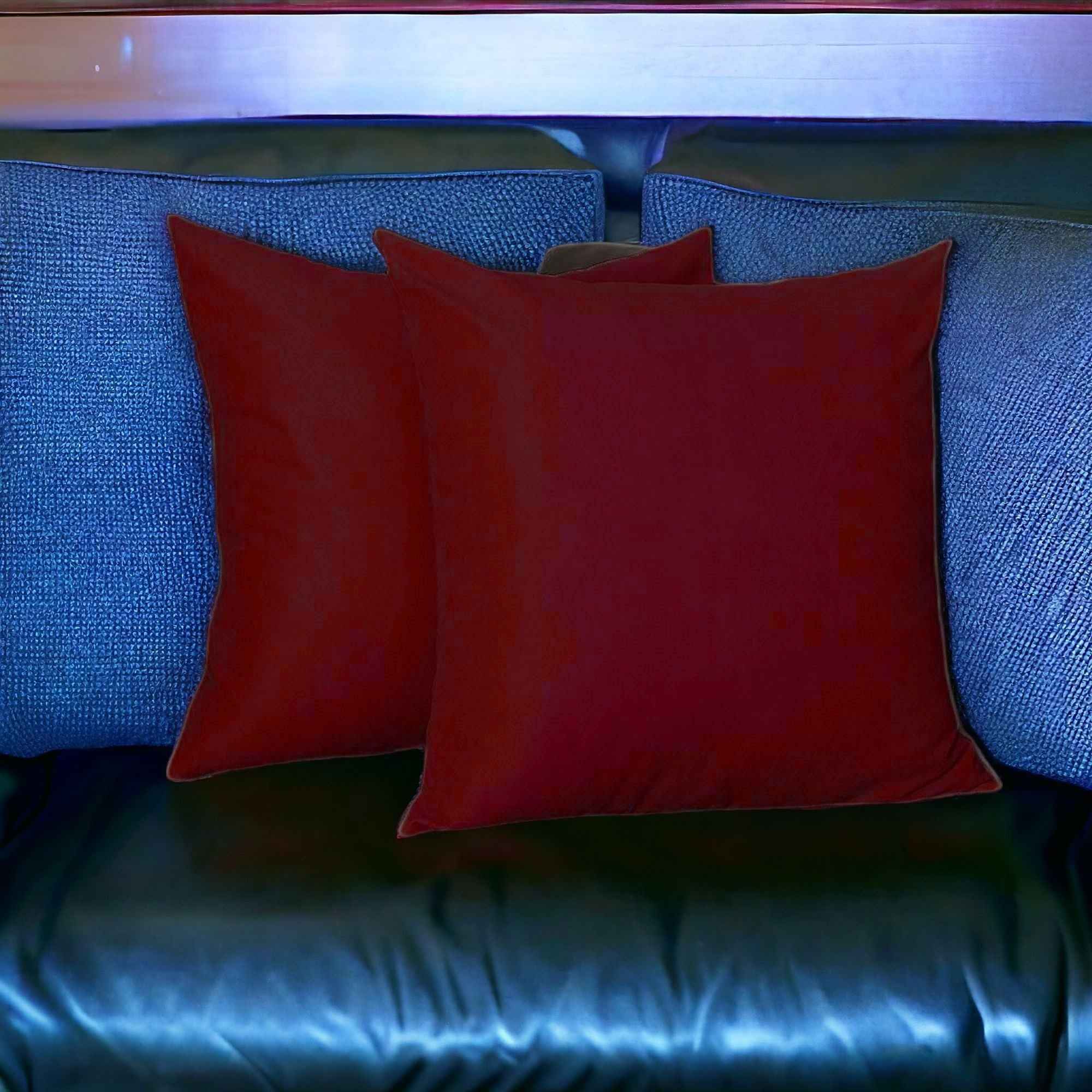 Set Of Two 26" X 26" Claret Red Polyester Zippered Pillow Cover