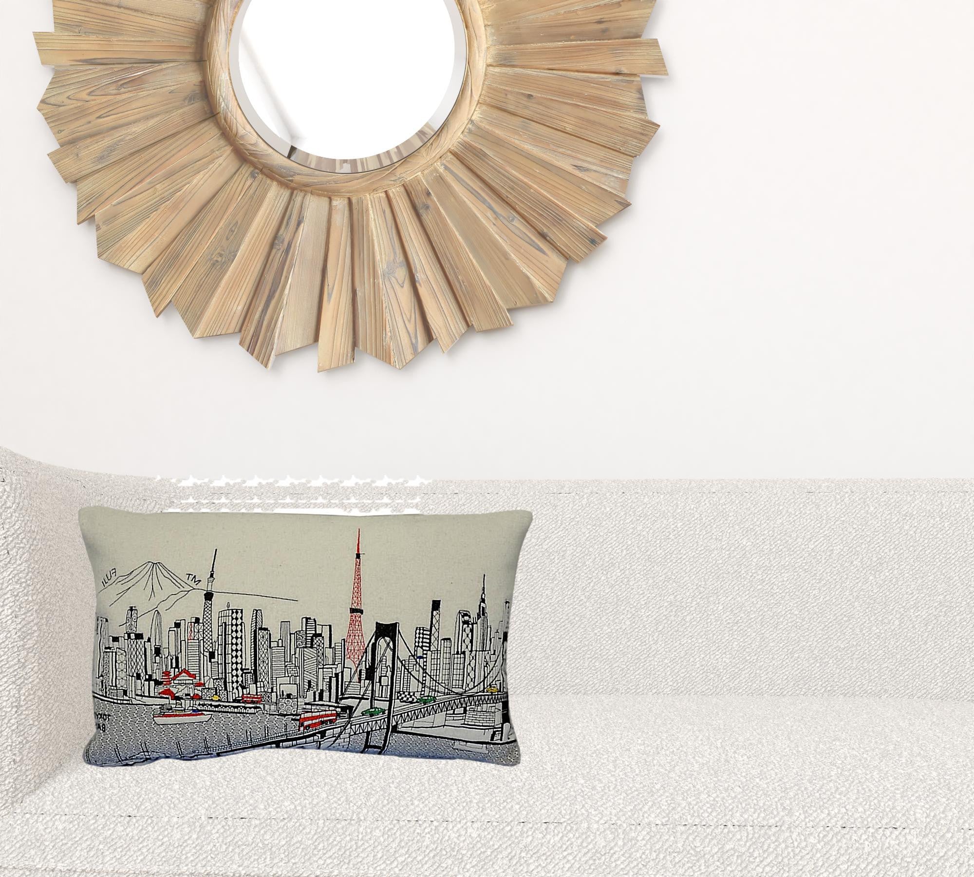 14" X 25" Cream Wool Zippered Pillow