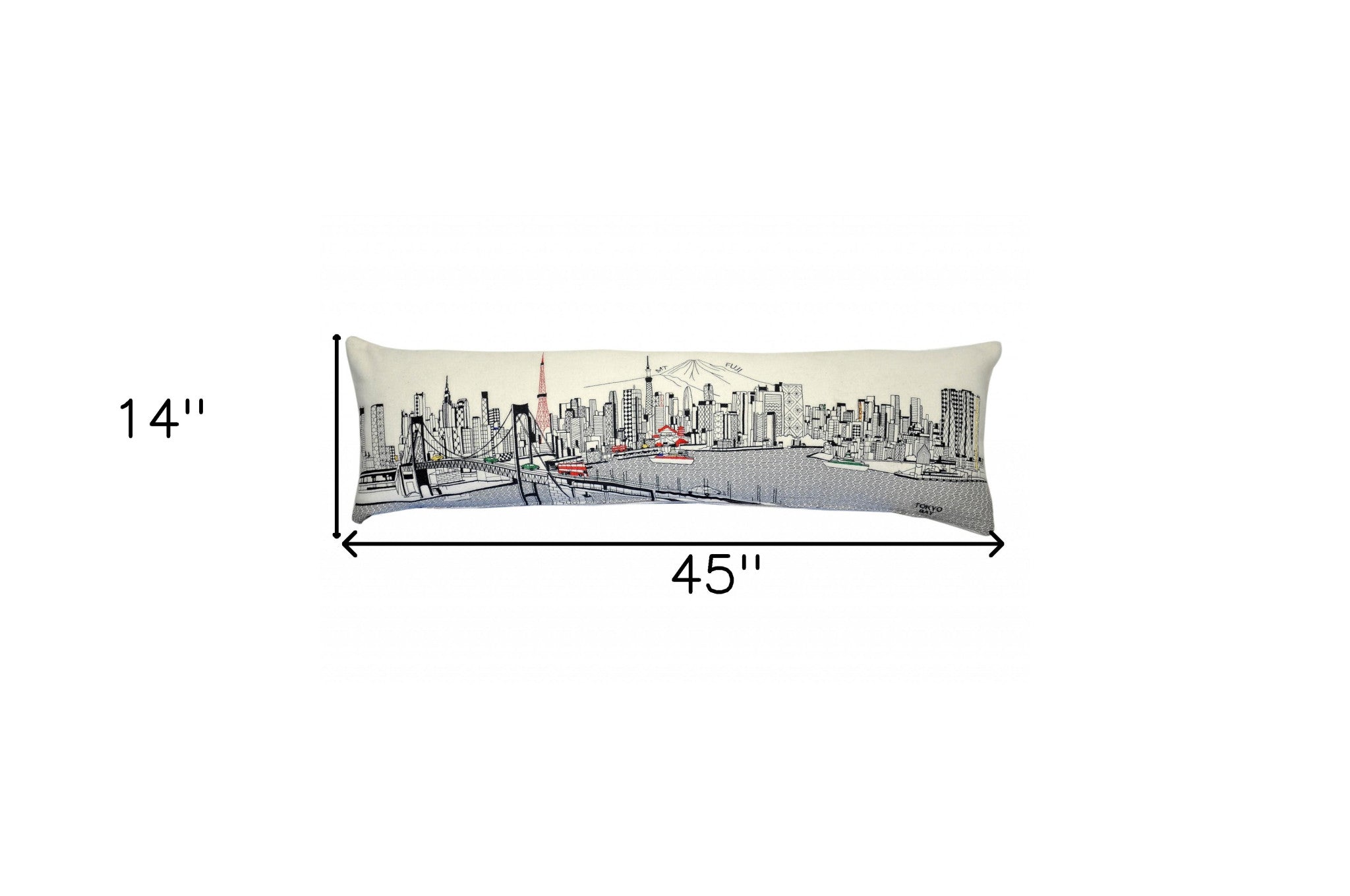 14" X 46" Cream Tokyo Daylight Skyline Lumbar Decorative Pillow - Home & Garden