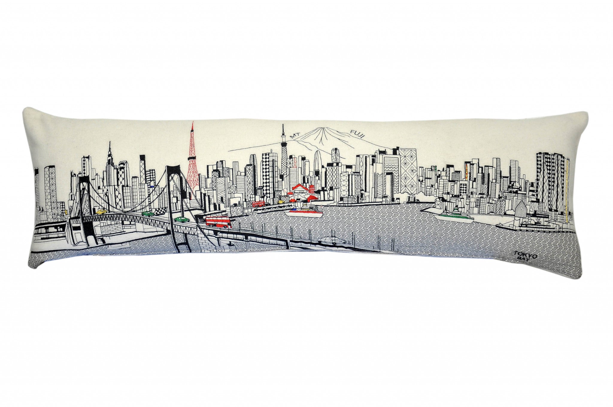 14" X 46" Cream Tokyo Daylight Skyline Lumbar Decorative Pillow - Home & Garden