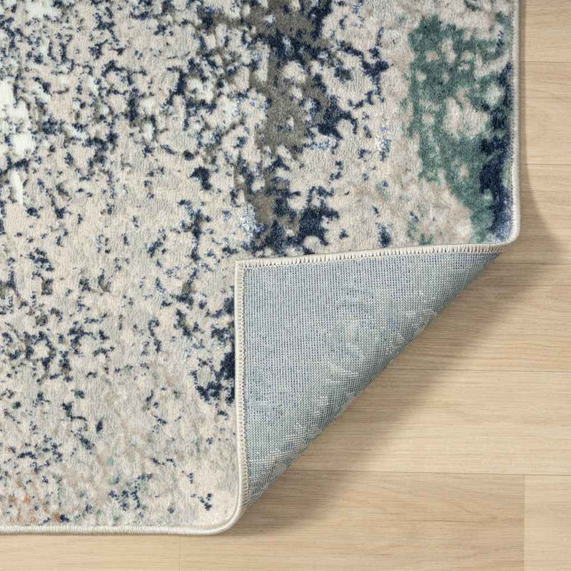 7' X 9' Blue And Gray Abstract Stain Resistant Area Rug