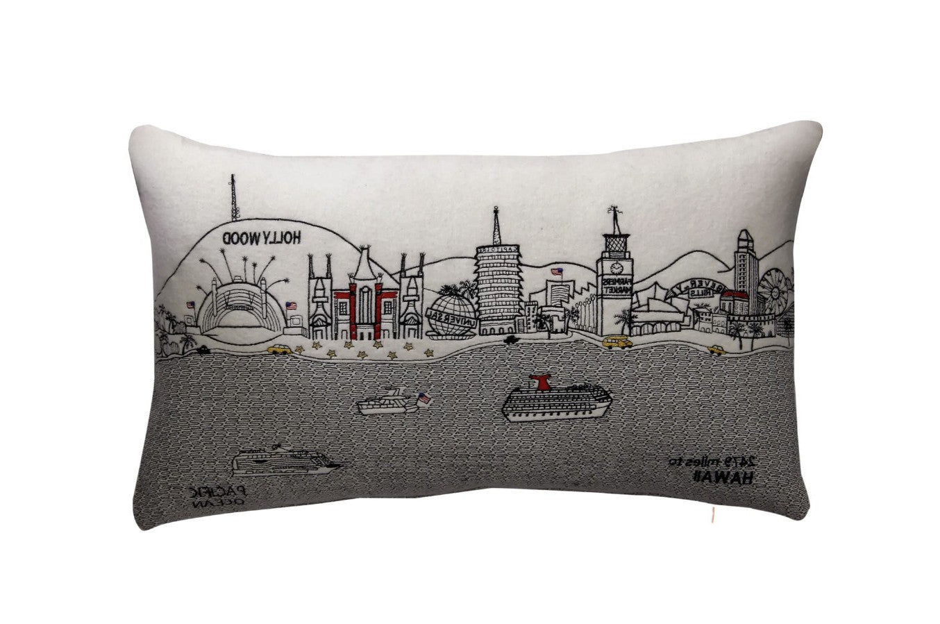 24" White Los Angeles Daylight Skyline Lumbar Decorative Pillow Default Title