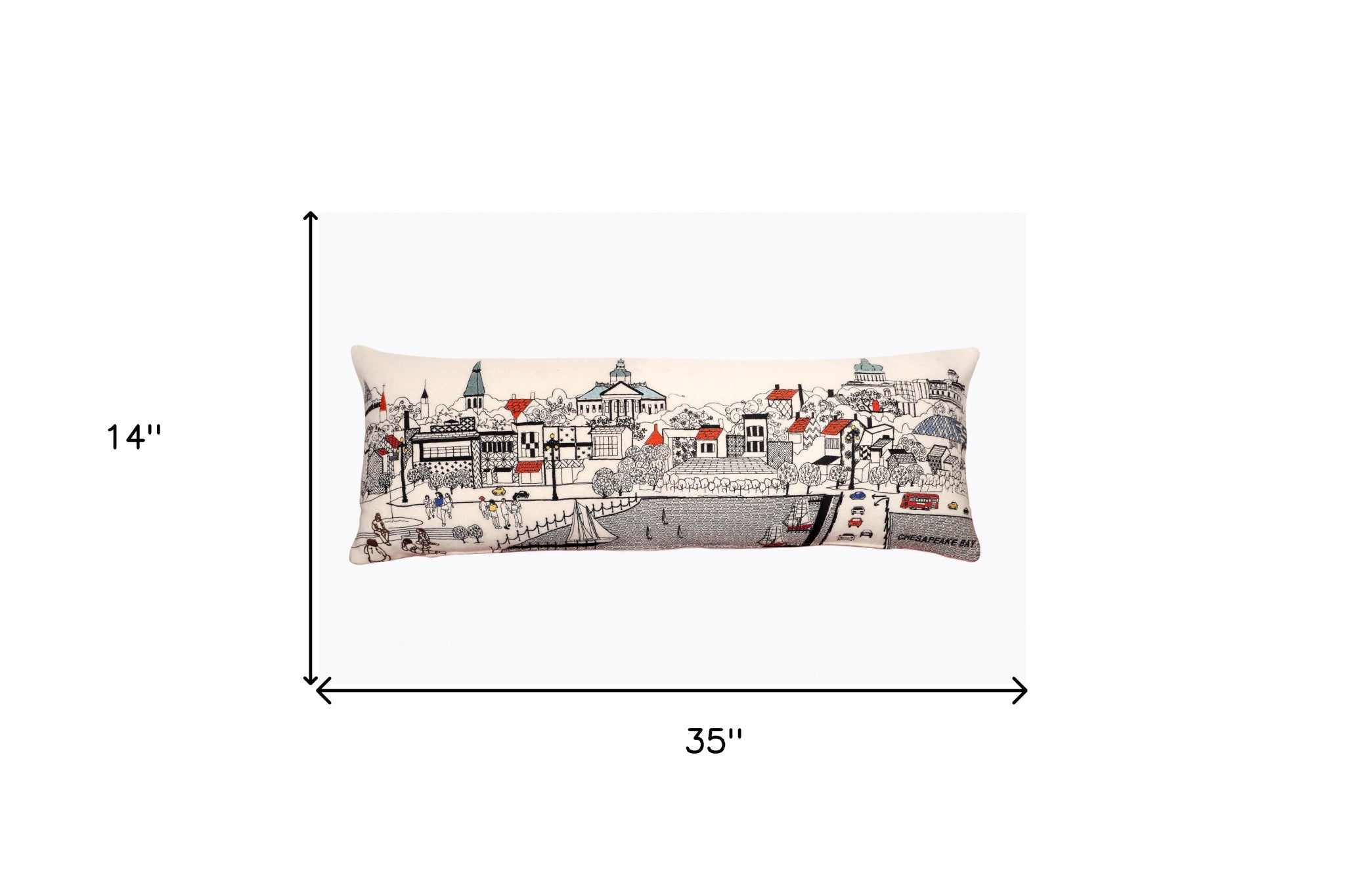35" White Annapolis Daylight Skyline Lumbar Decorative Pillow Default Title