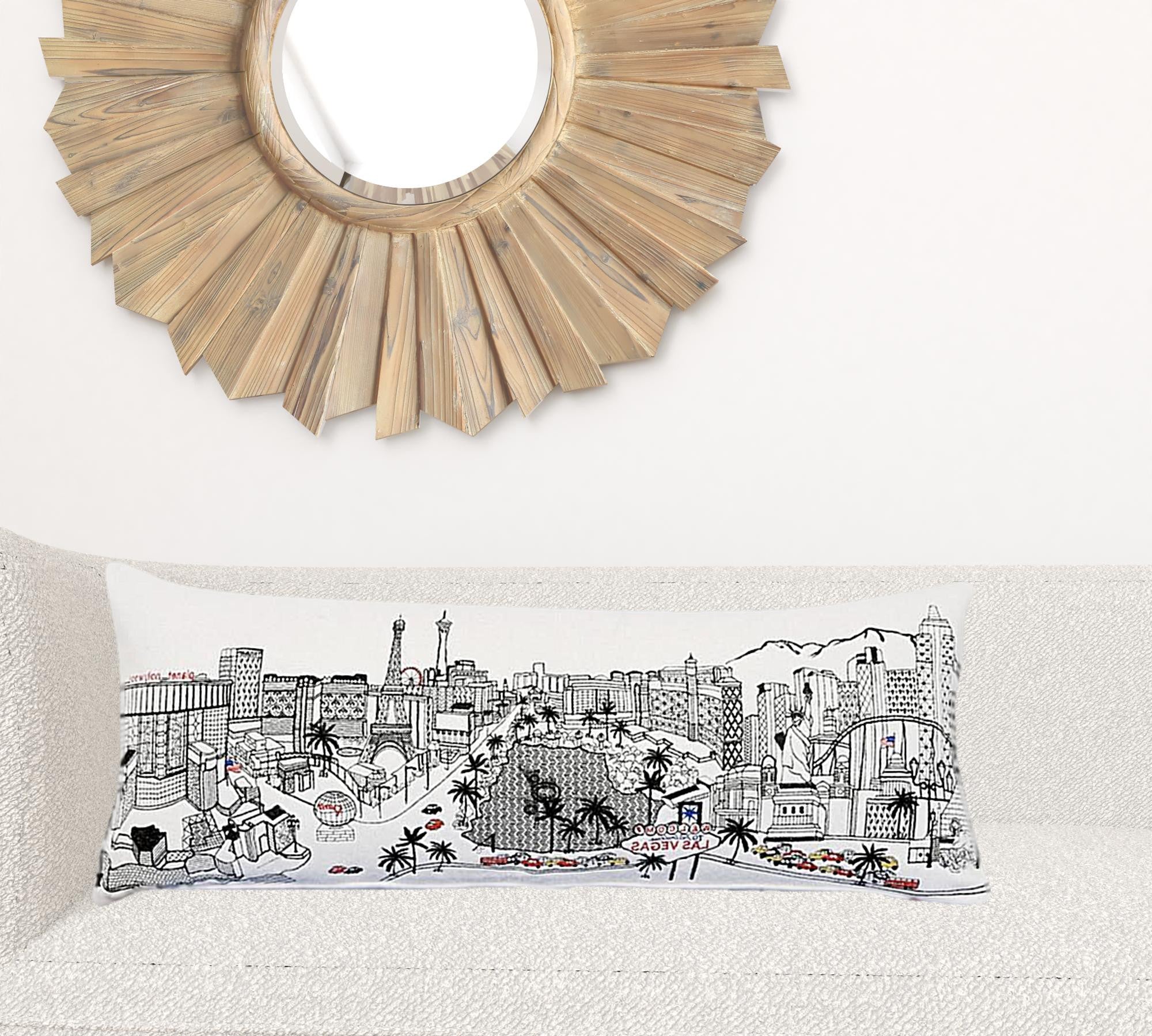 35" White as Vegas Daylight Skyline Lumbar Decorative Pillow Default Title