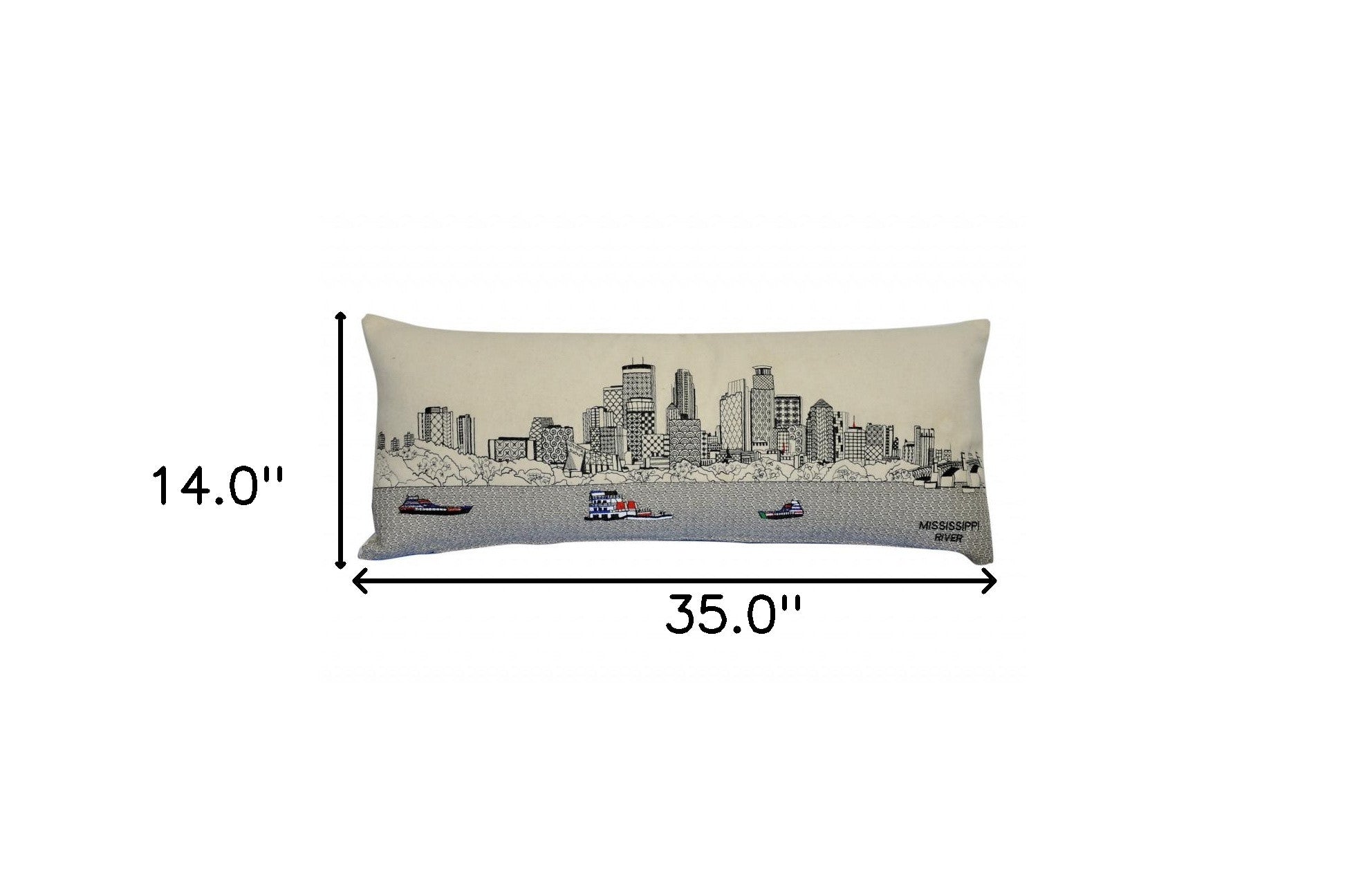 35" White Minneapolis Daylight Skyline Lumbar Decorative Pillow Default Title
