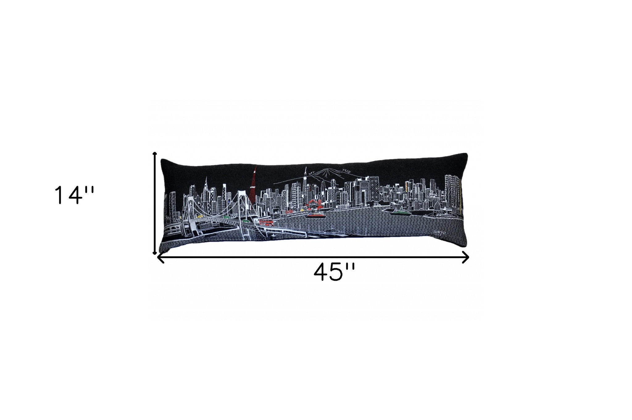 14" X 46" Dark Gray And White Tokyo Nighttime Skyline Lumbar Decorative Pillow - Home & Garden