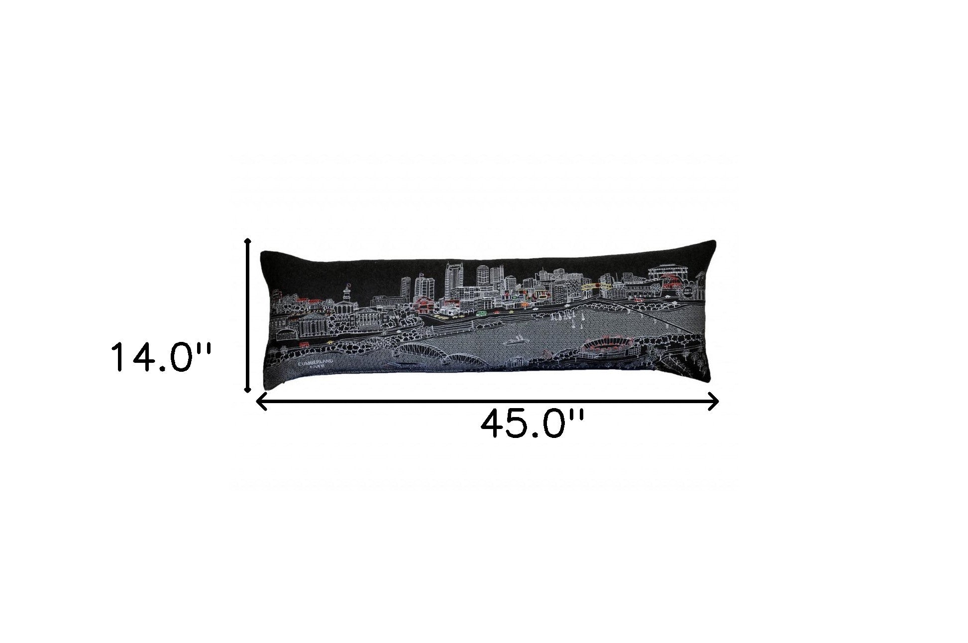 14" X 46" Black Gray and White Wool Zippered Pillow