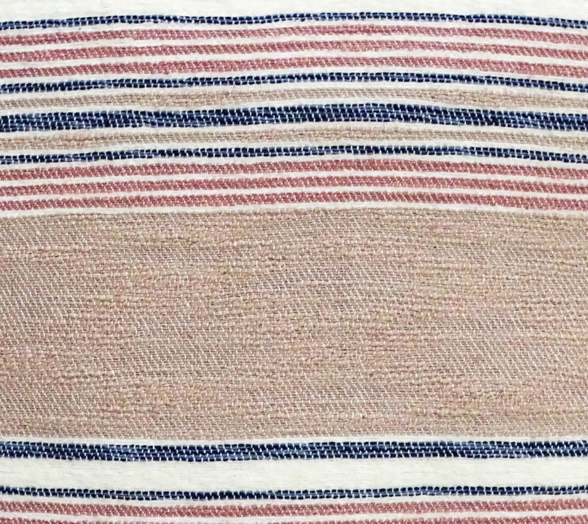 22" X 22" Blue And Tan Striped Handmade Throw Pillow With Tassels - Home Decor