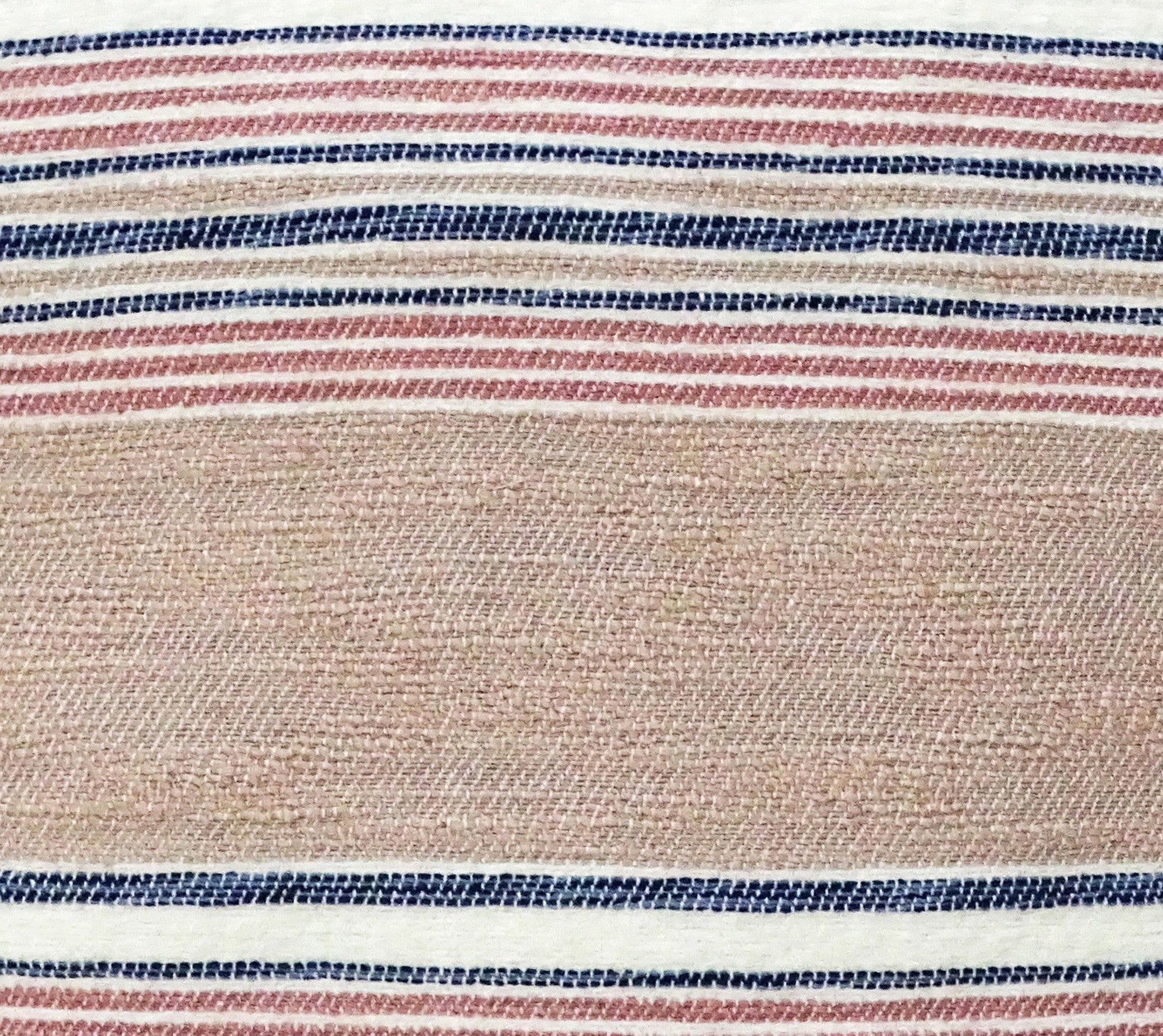 22" X 22" Blue And Tan Striped Handmade Throw Pillow With Tassels - Home Decor