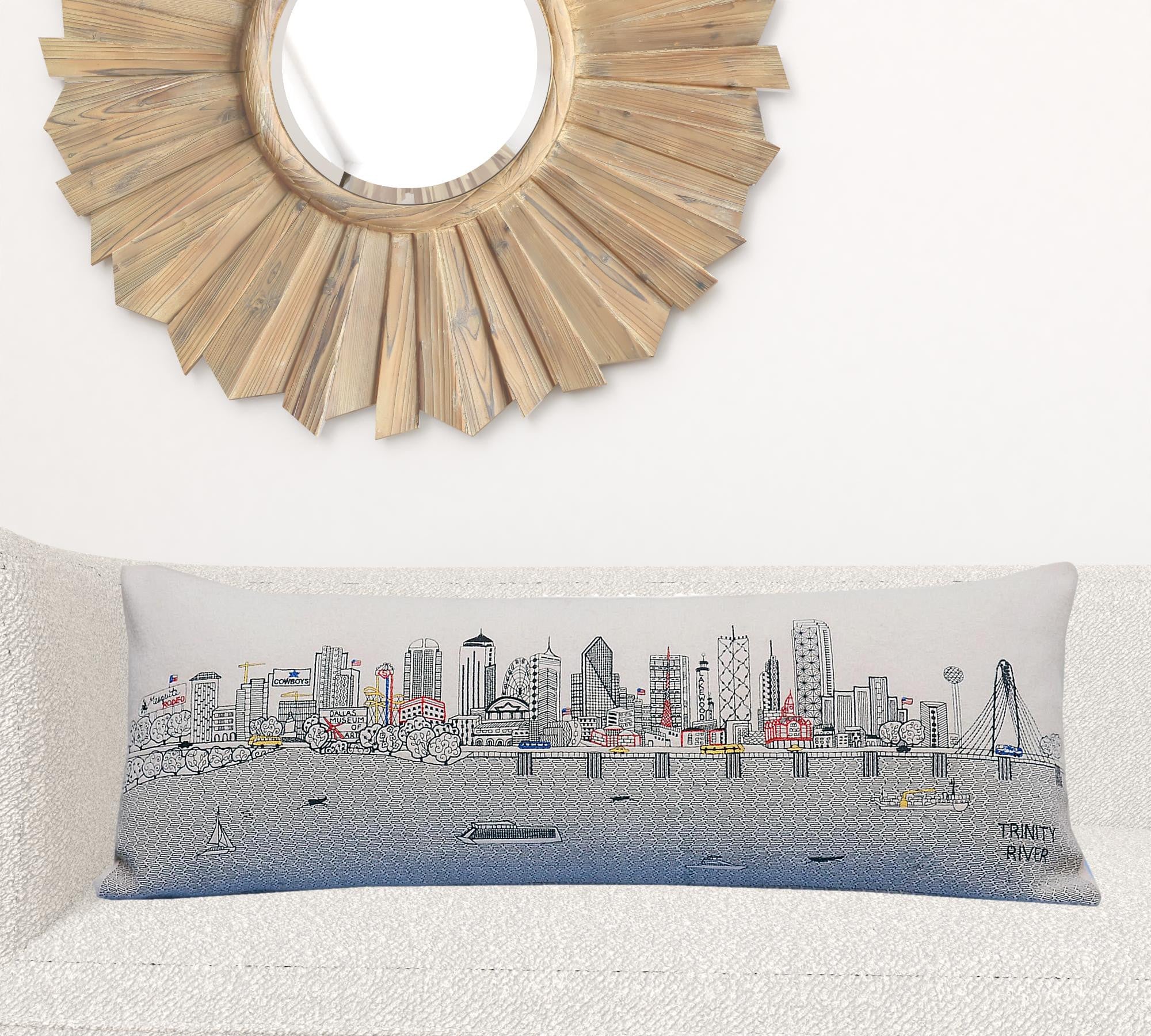35" White Dallas Daylight Skyline Lumbar Decorative Pillow Default Title