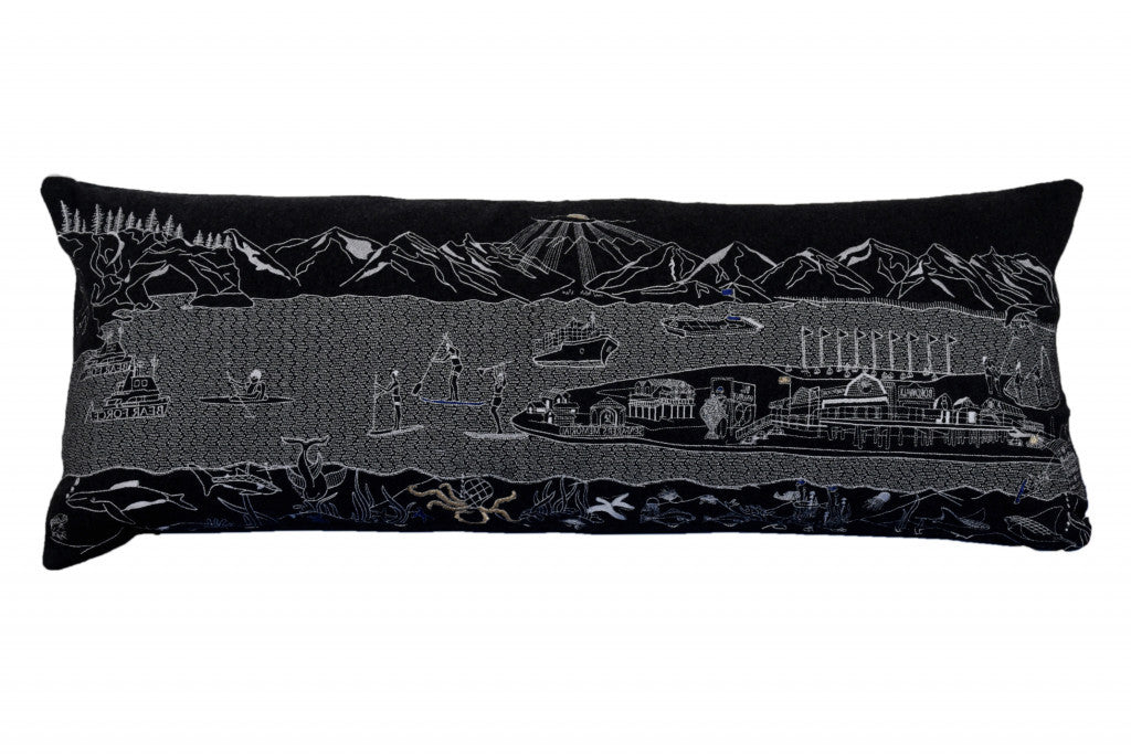 35" Black Homer Spit Nighttime Skyline Lumbar Decorative Pillow Default Title