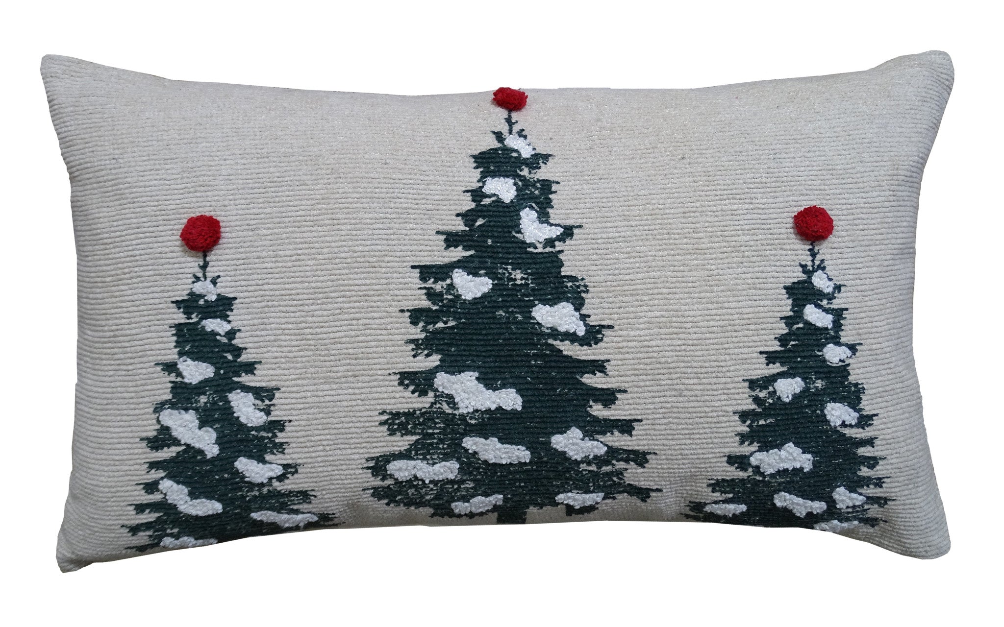 14" X 24" Red And Green Zippered Cotton Blend Christmas Tree Throw Pillow - Home Decor