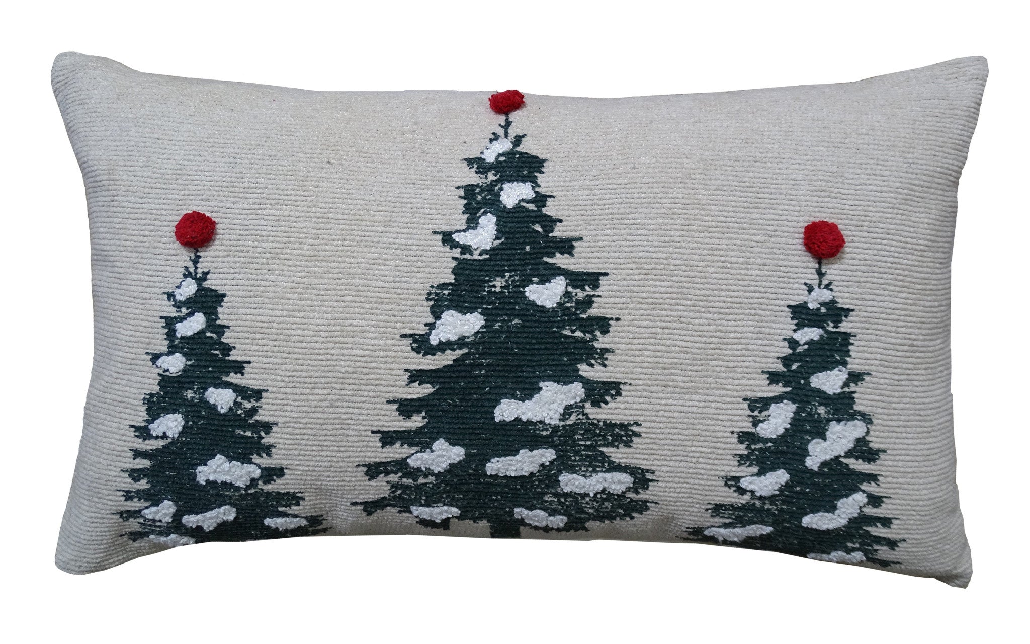 14" X 24" Red And Green Zippered Cotton Blend Christmas Tree Throw Pillow - Home Decor