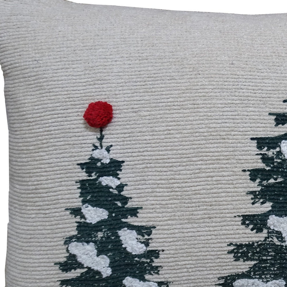 14" X 24" Red And Green Zippered Cotton Blend Christmas Tree Throw Pillow - Home Decor