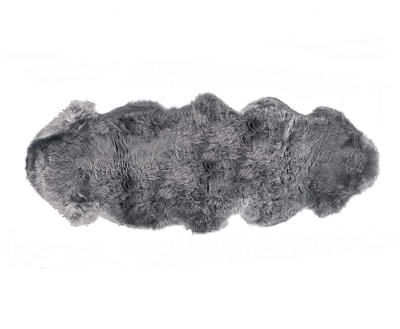 2' X 6' Dark Gray New Zealand Lambs Wool Handmade Area Rug - Home & Garden