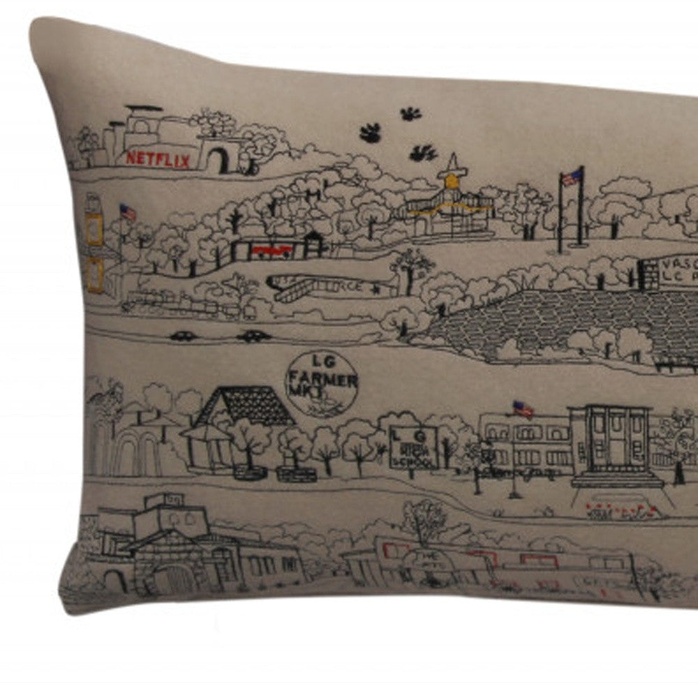 35" White Los Gatos Daylight Skyline Lumbar Decorative Pillow Default Title