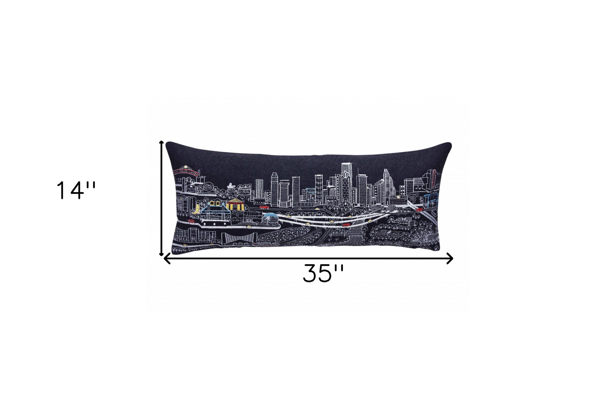 35" Black Houston Nighttime Skyline Lumbar Decorative Pillow Default Title