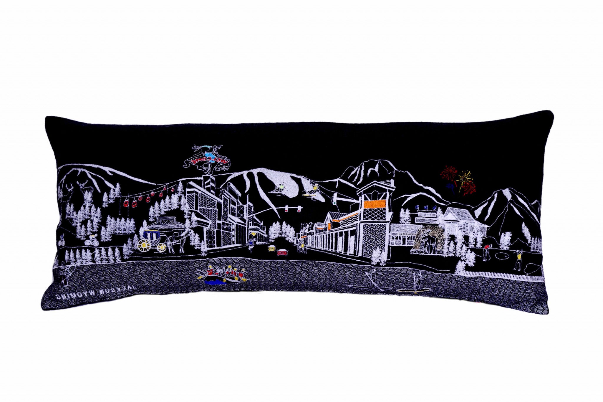 35" Black Jackson Nighttime Skyline Lumbar Decorative Pillow Default Title